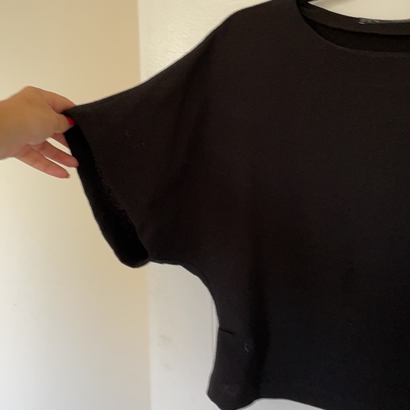 ZARA cropped kimono sleeve top crepe black size L - Picture 3 of 3